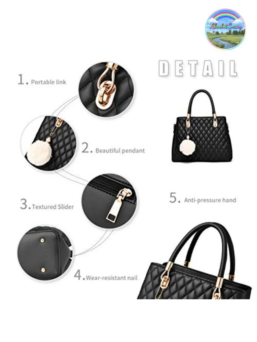 Women's Satchel Handbag Top Handle Shoulder Bag Faux Leather with Pompon